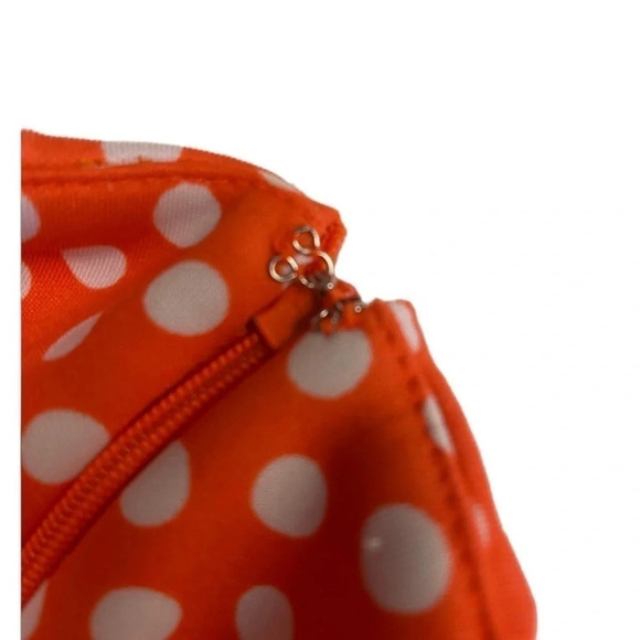 Shelby & Palmer Orange and White Polka Dot Pleated Knee Length Dress Size 2X-3X - Picture 6 of 9